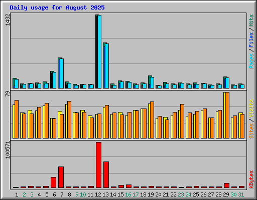 Daily usage for August 2025